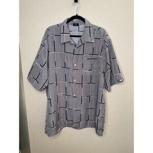 Southpole Mens Gray Checkered Short Sleeve Button-Up Shirt XL polyester collared